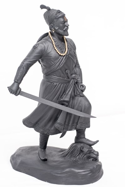 Picture of Shree Chhatrapati Sambhaji Maharaj with Sword | Black Statue 